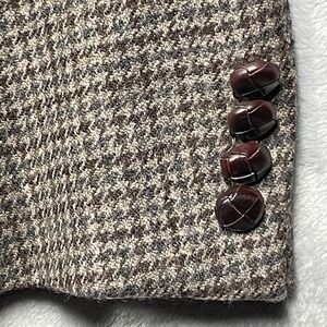 Lauren Ralph Lauren Trim Fit Wool Blazer Jacket Mens 48R Brown Houndstooth